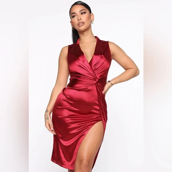 Fashion Nova | Dresses | Fashionova Dynamite Love Satin Midi Dress |  Poshmark
